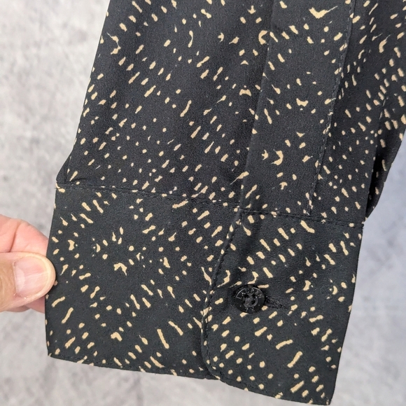 Lauren Ralph Lauren 2x Black And Tan Blouse V-neck No Collar - Picture 8 of 12